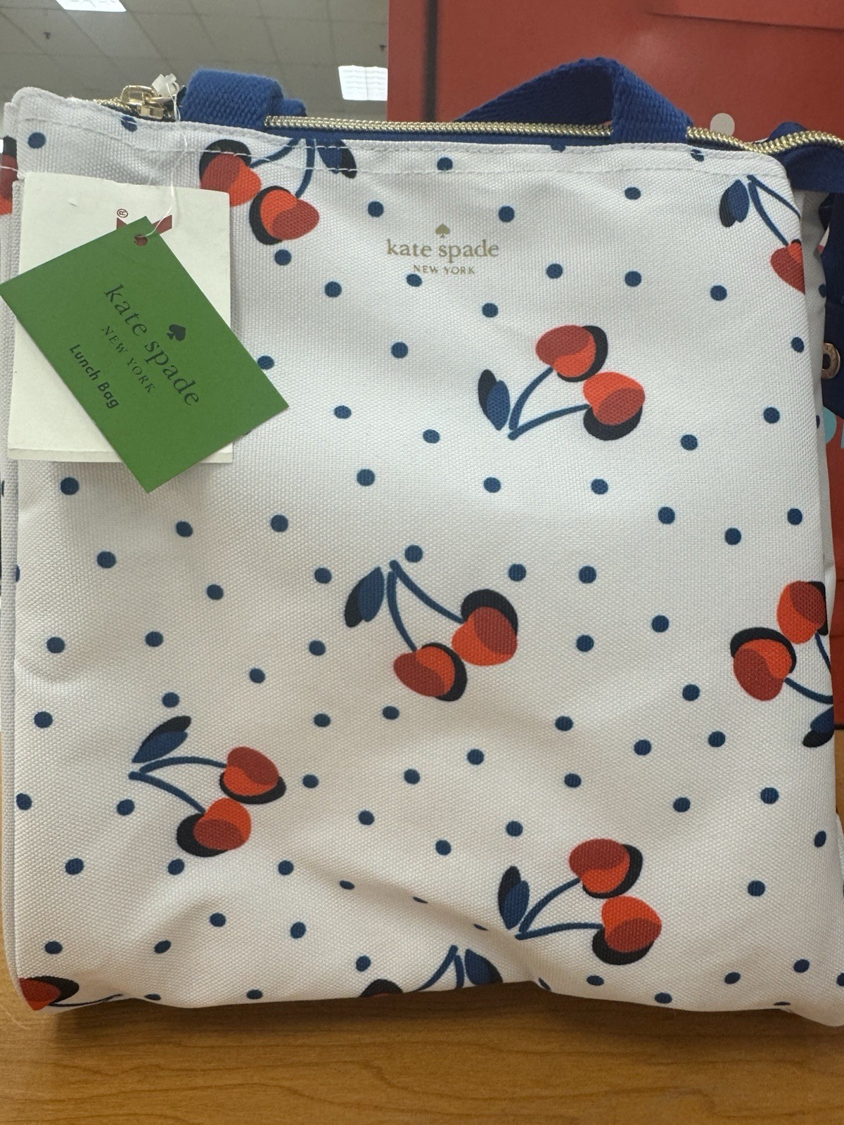 Kate Spade White Cherry Print Insulated Lunch Bag