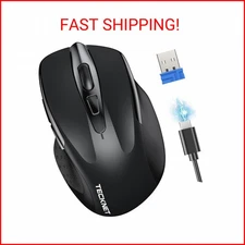 TECKNET Rechargeable Wireless Mouse, 2.4G Silent Mouse, Quiet Click, 6 Adjustabl