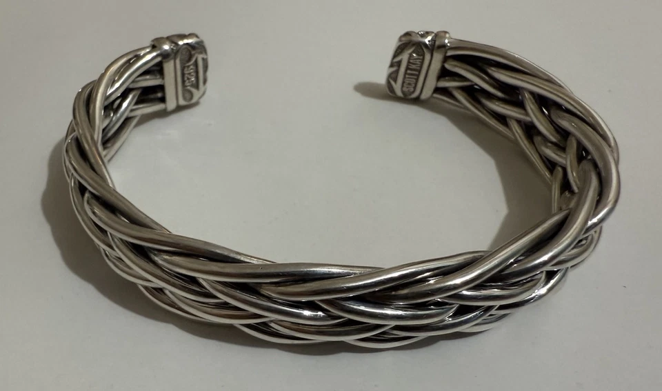 Scott Kay Heavy Woven Cuff Bracelet Sterling Silver Mens Large Excellent Conditi - Image 2 of 4