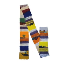 Egyptian Wool Vintage 10-Panel Tapestry Runner Camel Pyramid Landscape 11'-10" L