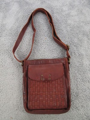Ashwood Crossbody Bag Womens Small Brown Leather Woven Front Studded Heritage