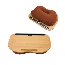 Lap Desk Laptop Bamboo Desks with Anti-Slip Stopper Removable Pillow Cushion