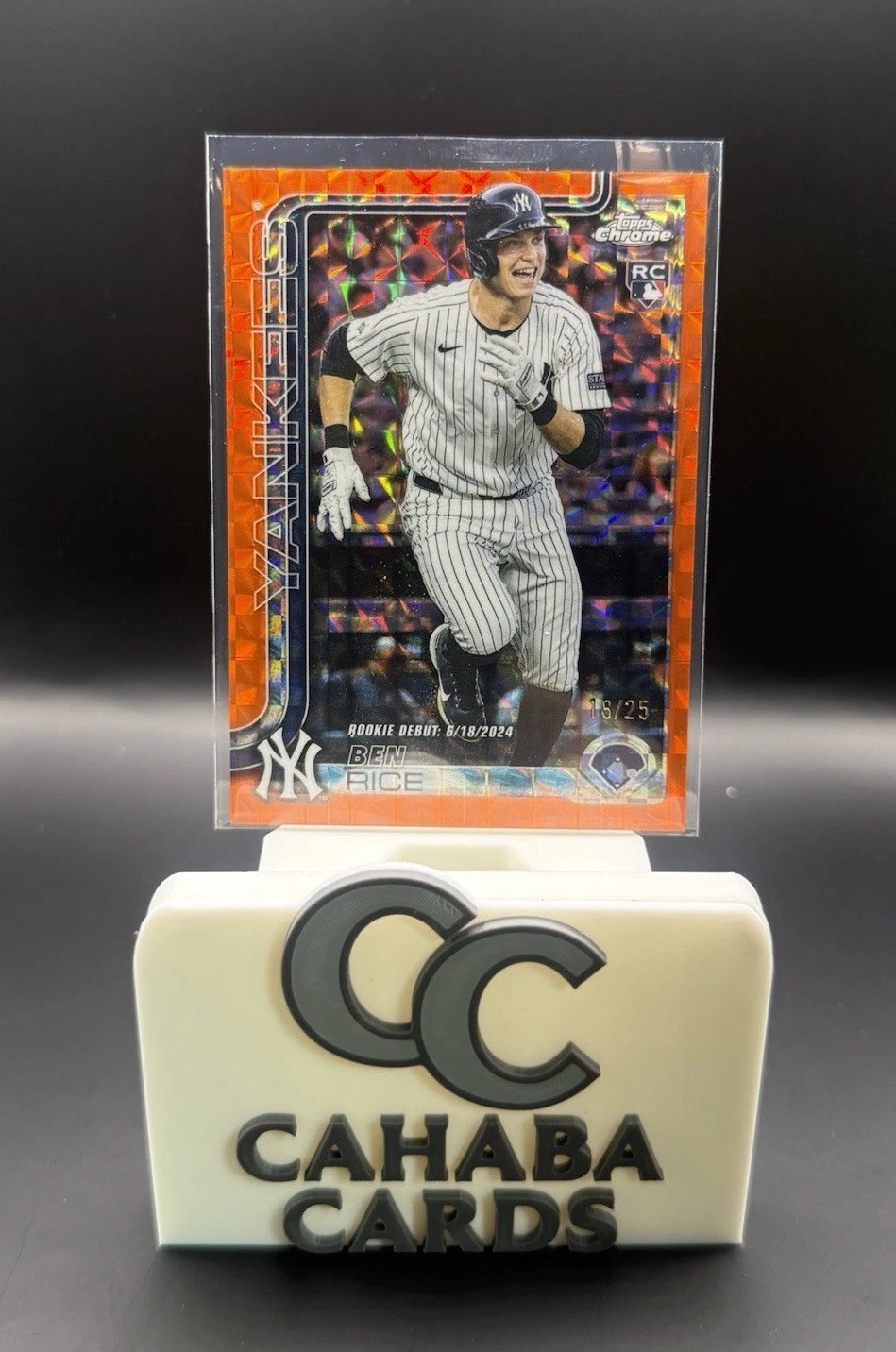 2025 Topps Chrome Update Ben Rice /25 Orange Geometric Refractor Rookie #USC138