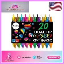 Waterproof Permanent Dual Tip Oil Paint Pens - 20 Colors for Creative Projects