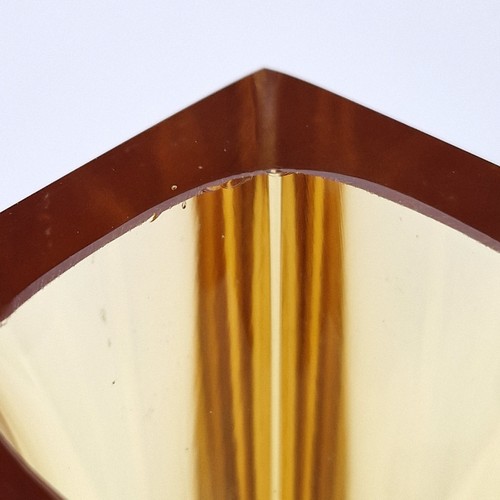 MURANO SOMMERSO LARGE BLOCK ART GLASS VASE - CLEAR AMBER - 21cm - Picture 9 of 10
