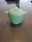 Anchor Hocking Jadeite Fire King Ribbed Glass Jane Ray Sugar Bowl