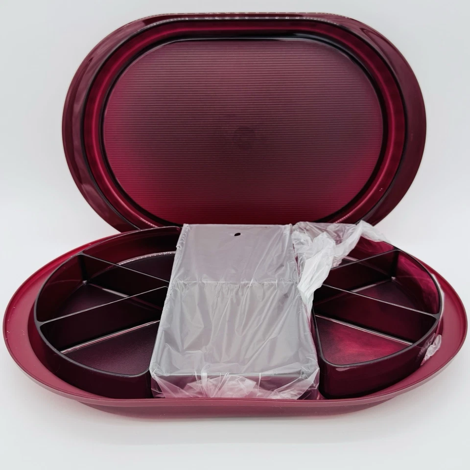 NOS Vintage Tupperware Preludio Hors D'oeuvre Tray w/ Dividers Cranberry 2015A-2 - Image 2 of 4