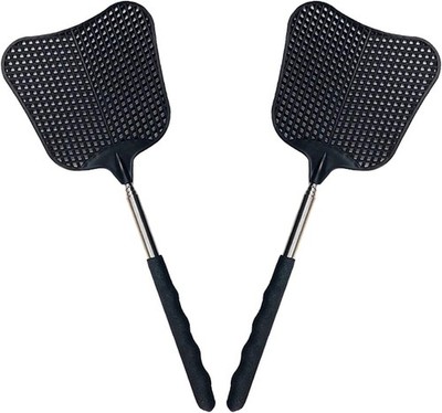Foxany Telescopic Fly Swatters, Durable Plastic Swatter Heavy Duty Black 