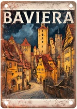 Rothenburg Ob Der Tauber Germany Retro Look Travel Poster Metal Sign T3065