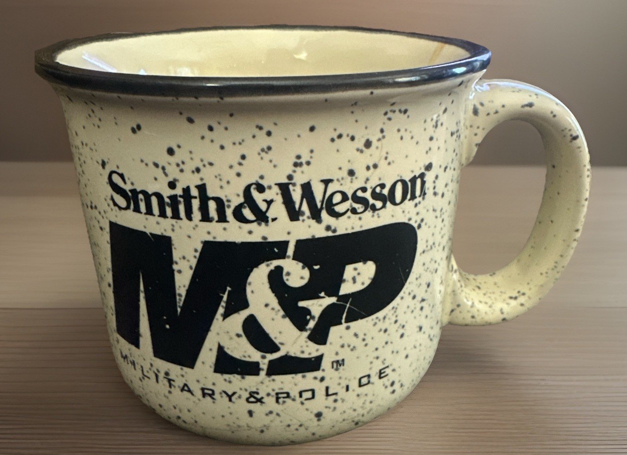 Smith &Amp; Wesson Firearms M&Amp;P Military Police Logo Camper Mug Ceramic Euc Handled
