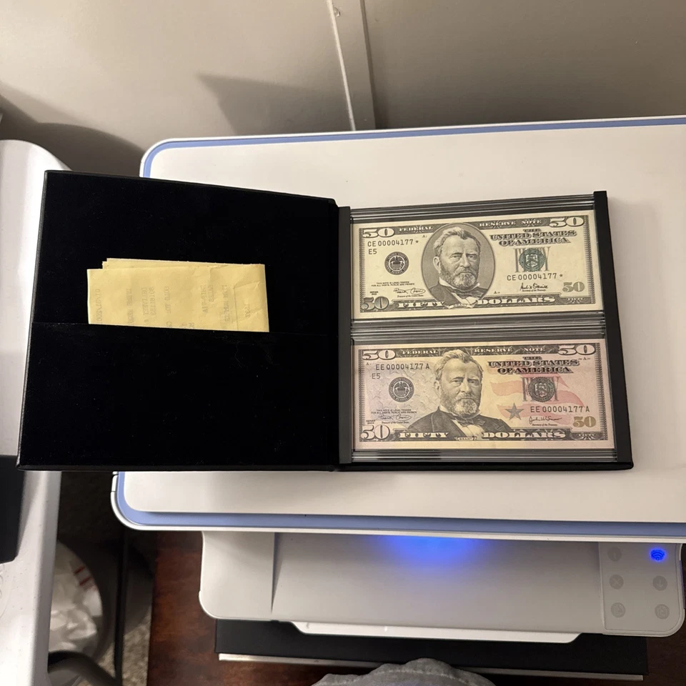 Evolution Series 2001 & 2004 $50 Bills. identical SN #'s one 50 stared low SN# - Image 4 of 4