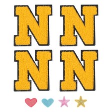 4 Pcs Iron on Letter Patch Chenille Letter Patches Alphabet Stickers Yellow