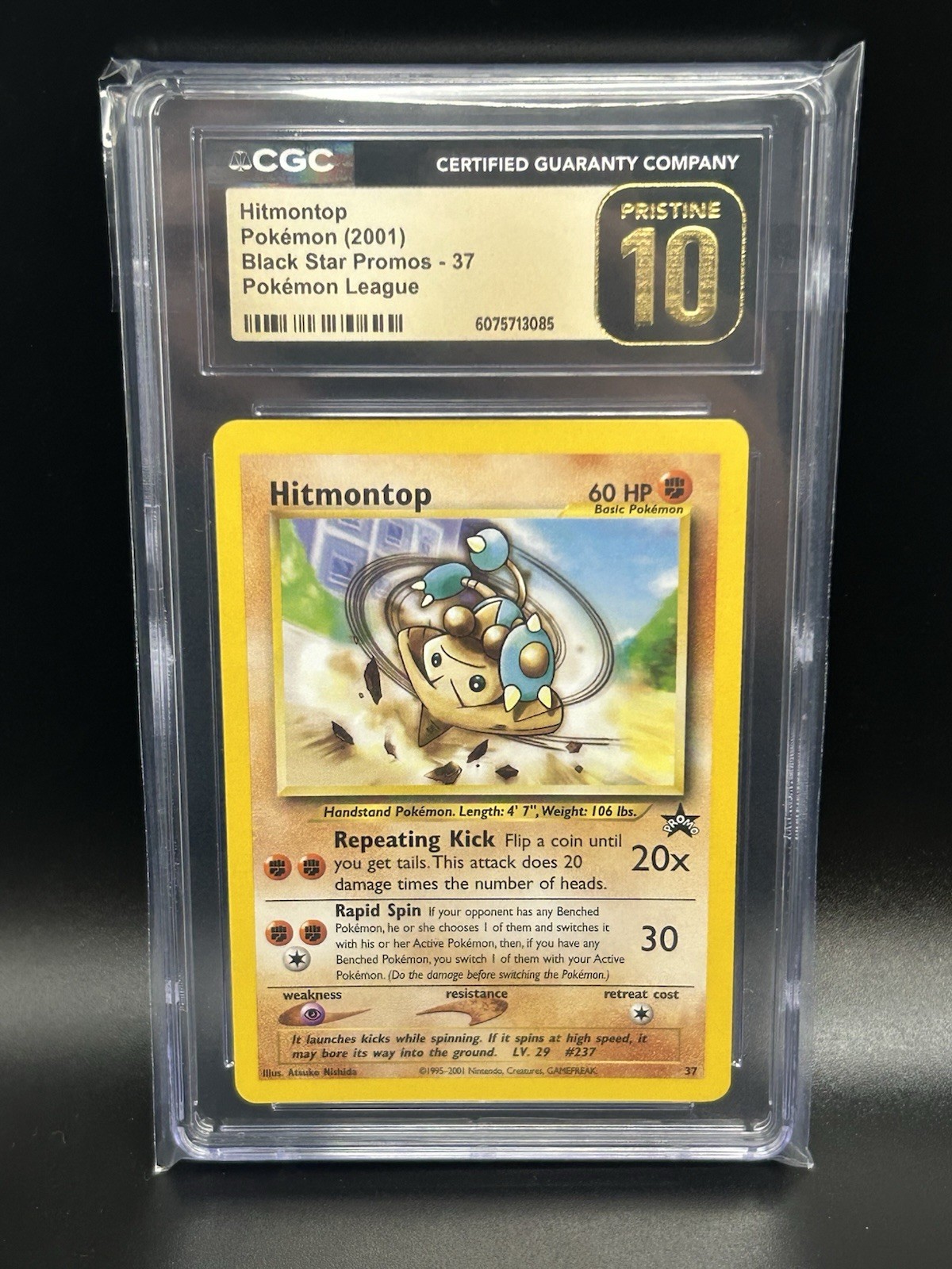 HITMONTOP Pokemon Card - WOTC Black Star Promo - #37 - CGC 10 PRISTINE *POP 3*