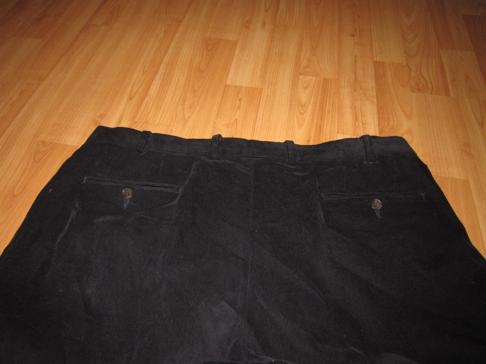 Pantalones de pana negros plisados con puños de algodón spandex Ralph Lauren 38 X 29 para hombre Foto 4 de 4