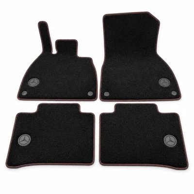 Original Designo Mercedes Fussmatten 4 Teilig Set EQS V297 297 schwarz Bordeauxr - Bild 1 von 4