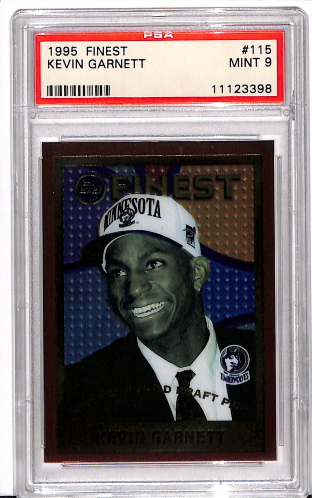 1995-96 Topps Finest - Kevin Garnett #115 (RC) PSA 9