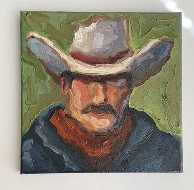 Cowboy Portrait Original Contemporary Painting Western Art