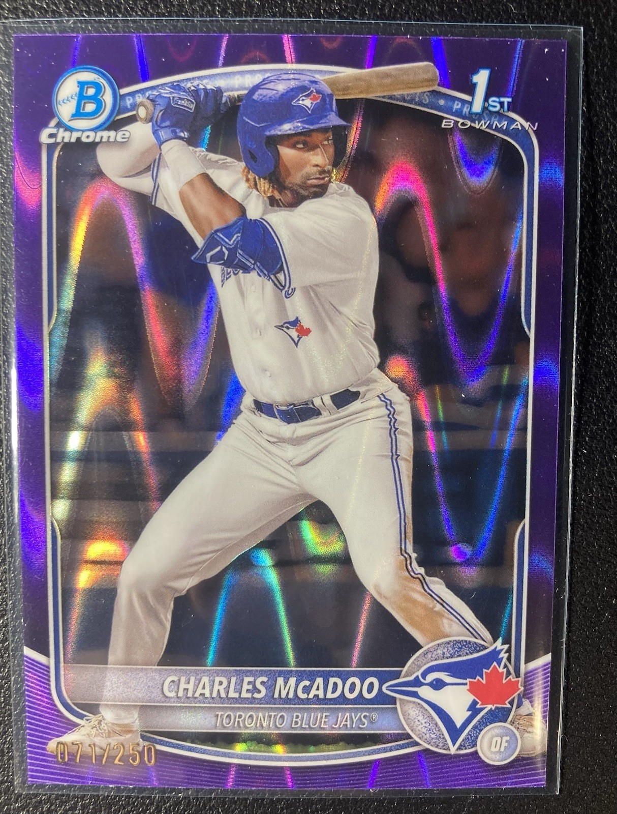 Charles McAdoo 2025 Bowman Chrome Prospects 1st purple RayWave Refractor 71/250