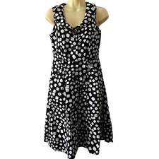 Mlle Gabrielle Black & White Print Vintage Retro Look Dress Woman Size Small