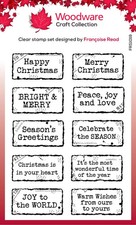 Woodware Clear Stamps Francoise Read 4 " x 6" Xmas Distressed Labels FRS1019