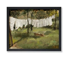 Vintage Laundry Drying in the Sun Poster - Retro Laundry Line Print - Domesti...
