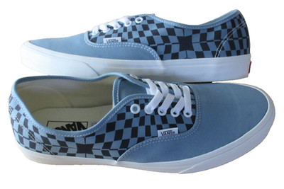 Vans Men's Authentic Warped Checkerboard Blue White Skate Boat shoes Size 11 NIB