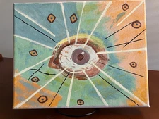 Acrylic Painting Original Expressionism Called "Surveillance" 8"x10" Canvas