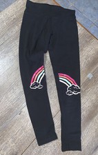 Justice sz 12 rainbow leggings guc black pink blue clouds