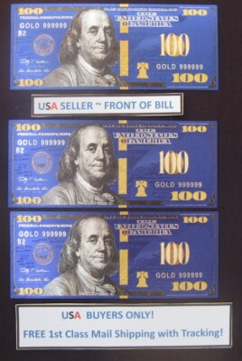 24K GOLD & BLACK $100 DOLLAR BILL'S NEW STYLE REALLY SHARP FREE