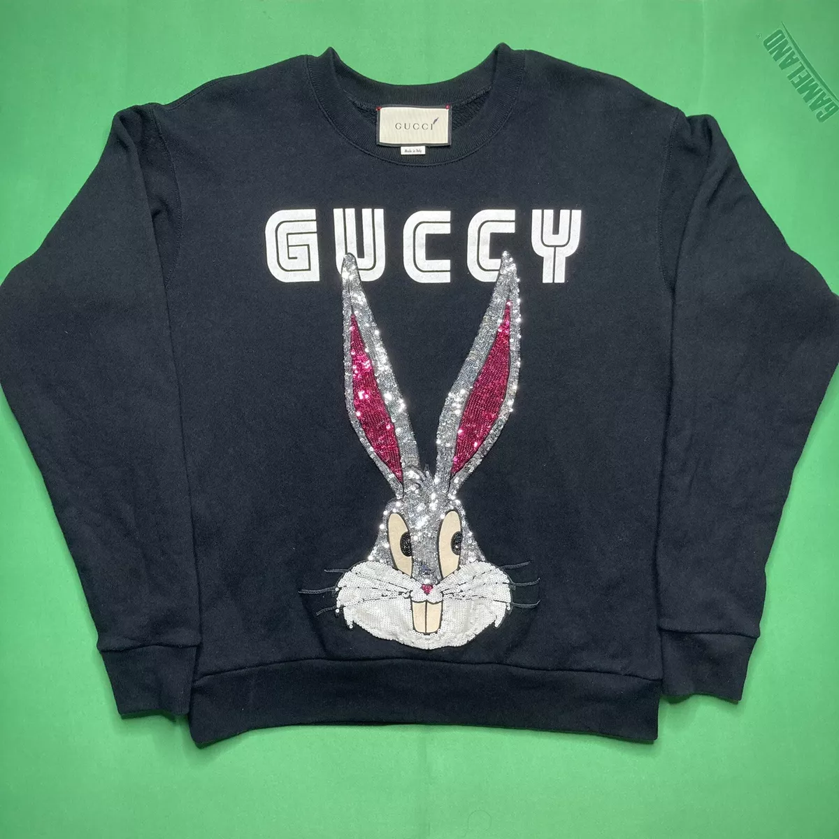 RARE! Gucci Sweatshirt AUTHENTIC Black Looney Tunes Bugs Bunny Sequin XS