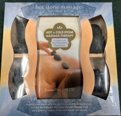 Hot Stone Massage Kit Therapy Book And Basalt River Stones Open Box