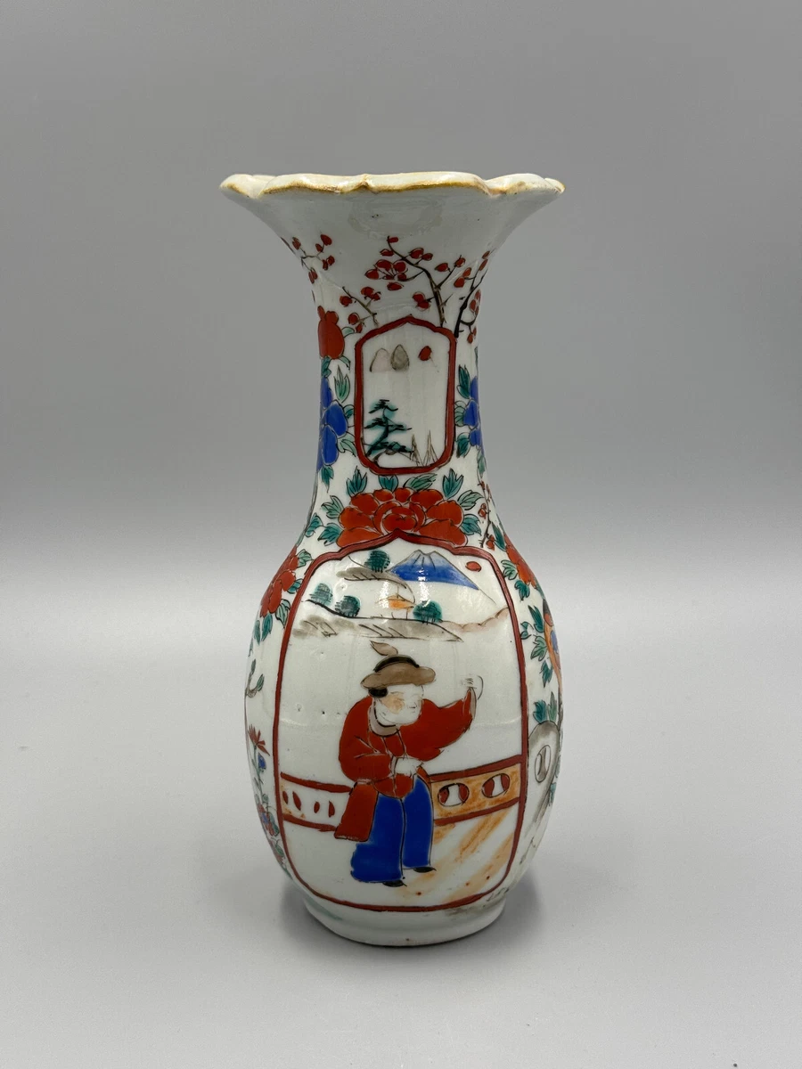 花柄陶器花瓶　九谷　大型 九谷焼 【故物】花瓶 陶器 特大台付花瓶（24号高さ74cm)）本金割取 七