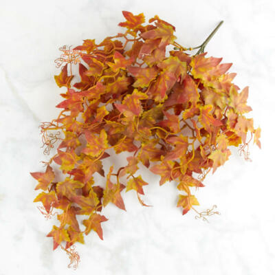 Colorful Golden Red Poly Silk Grape Leaf Bush | For Indoor Decor