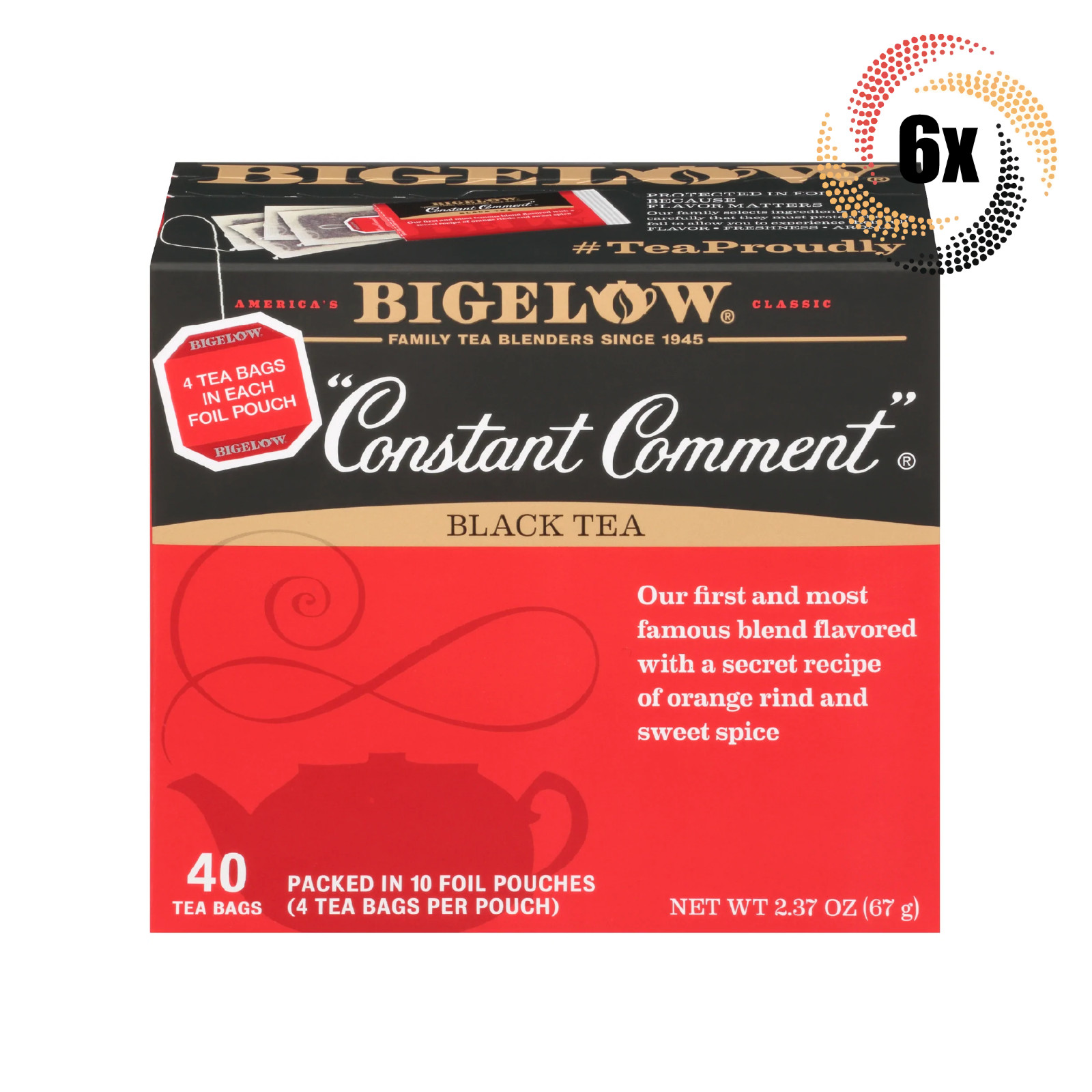 6 упаковок черного чая Bigelow Constant Comment 40 пакетиков в коробке 237 унции 7890₽