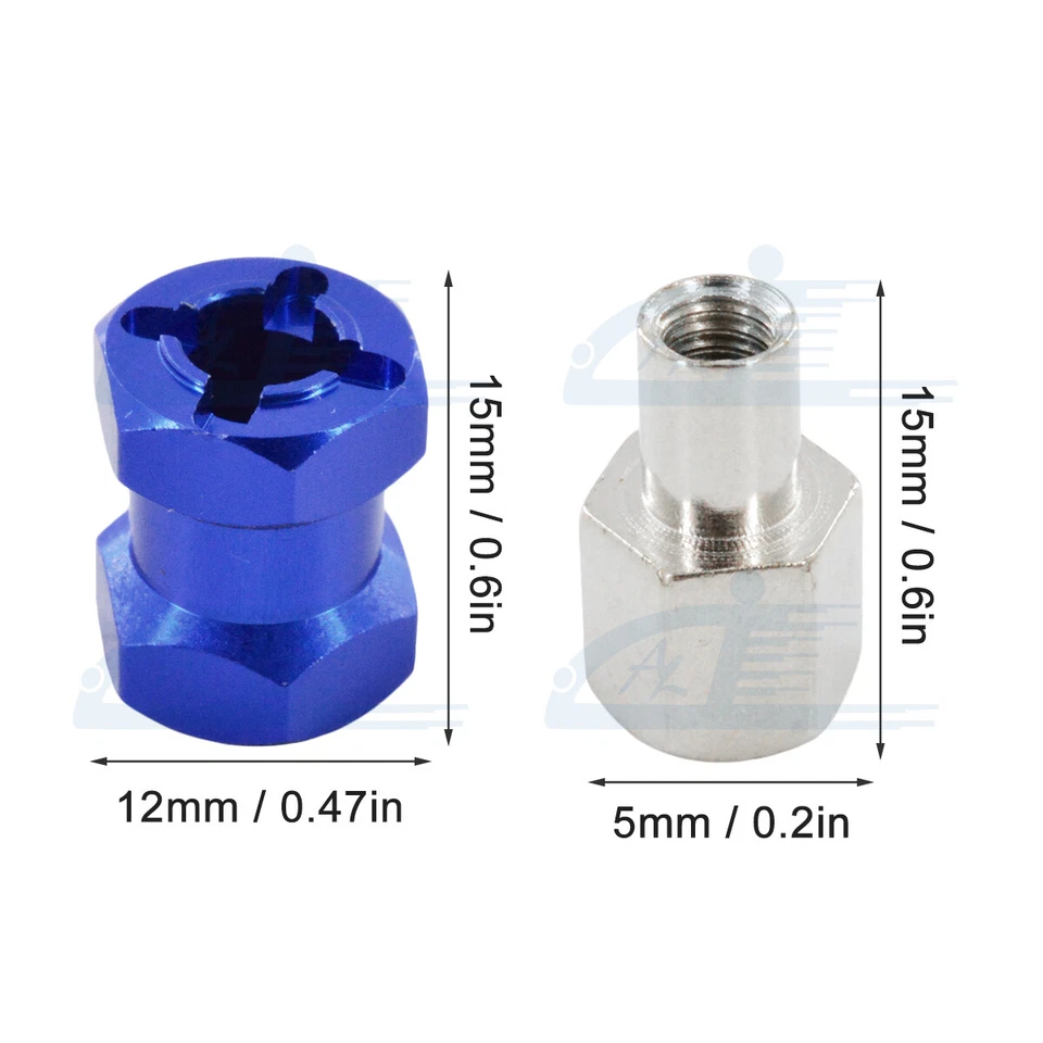4x 12mm Wheel Hex Hub Drive Adaptor 15mm Extension For 1/10 RC Crawler Scx10 D90 - Image 2 of 4