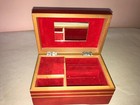 VTG 1970's AVON RED WOOD MUSICAL JEWELRY BOX You Made Avon Smile VELVET LINING — photo 1
