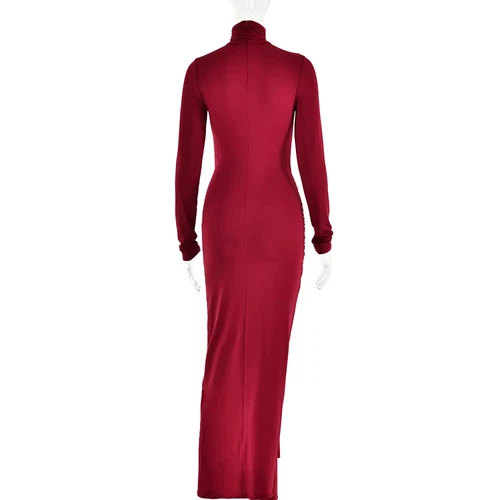 Long Sleeves Knot Sarong Maxi Slinky Jersey Dress - Picture 7 of 27