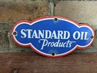 VINTAGE STANDARD OIL PRODUCTS PORCELAIN GAS STATION METAL DOOR SIGN 4" X 8"