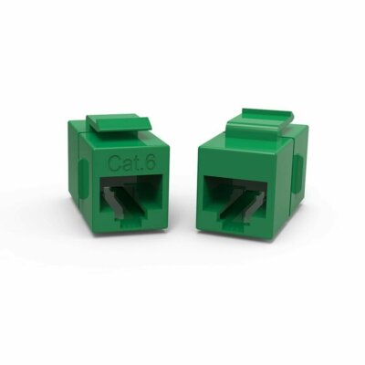 2 x CAT6 Keystone Ethernet RJ45 Network Coupler Cable Wall Plate Extender Green