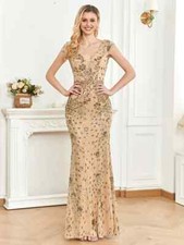 Sequins Women's Elegant Evening Dress Formal Cocktail Slim Fit Fishtail Retro