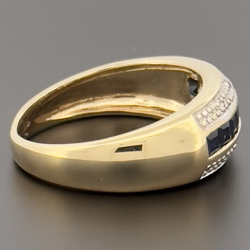 9ct Yellow Gold Sapphire & Diamond Cluster Ring Size I Hallmarked - Image 3 of 4