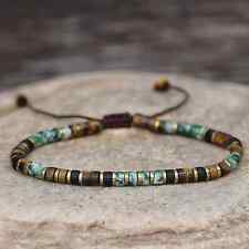 Genuine Tiger Eye Green Spot Jasper 4MM Beads Healing Reiki Woman Man Bracelet