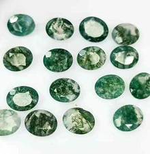 [WHOLESALE] NATURAL MOSS AGATE FACETED OVAL SHAPE LOOSE GEMSTONE