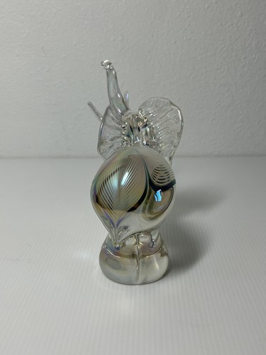 Abelman Art Glass Verre de Soie Elephant w/Pulled Feather Design Signed 1996 - Picture 4 of 9