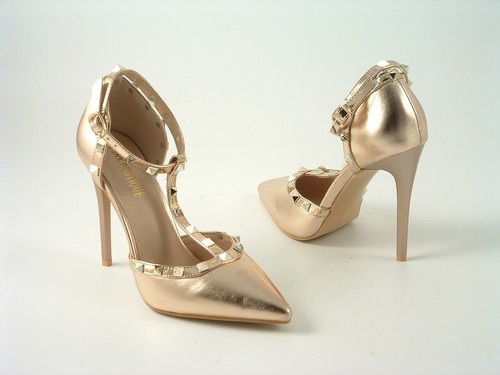 Studded Rose Gold High Heels Ladies 