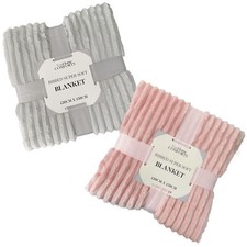 Ribbed Throws Super Soft Warm Cosy Blankets Sofa Bed Fleece Throw Travel Gift UK