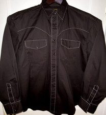 Vtg RUSTLER By WRANGLER SHIRT Western COWBOY Rodeo MENS L Faux Pearl Snap HEAVY