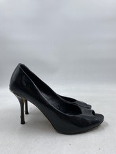 Gucci Black Leather Peep Toe Pump W 8