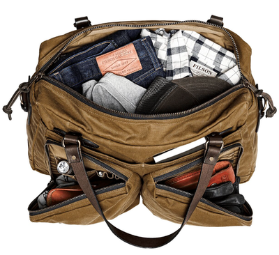 Filson Tin Cloth 48-Hour Briefcase Leather Otter Green Waxed
