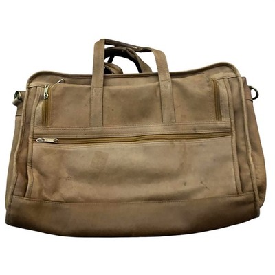 Boulder Ridge Leather Duffle Bag Brown 17'' Travel Weekender Men Carry On